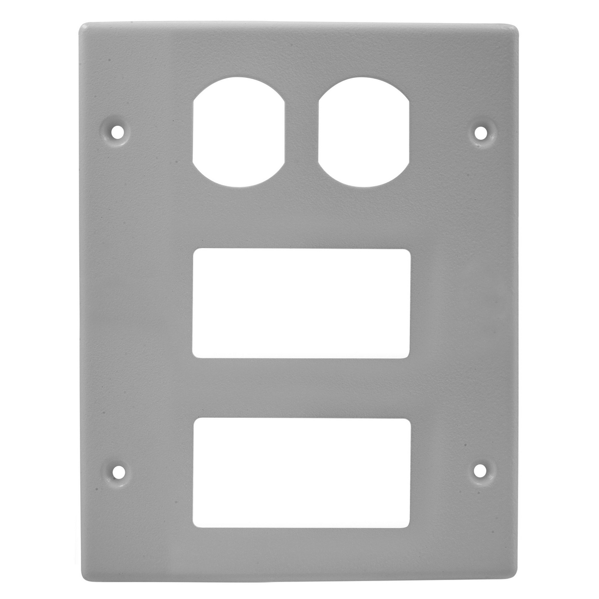 Metal Raceway, HBL6750 Series, Device Cover Plate, 3-Gang, 1) Duplex and 2) Decorator, Gray