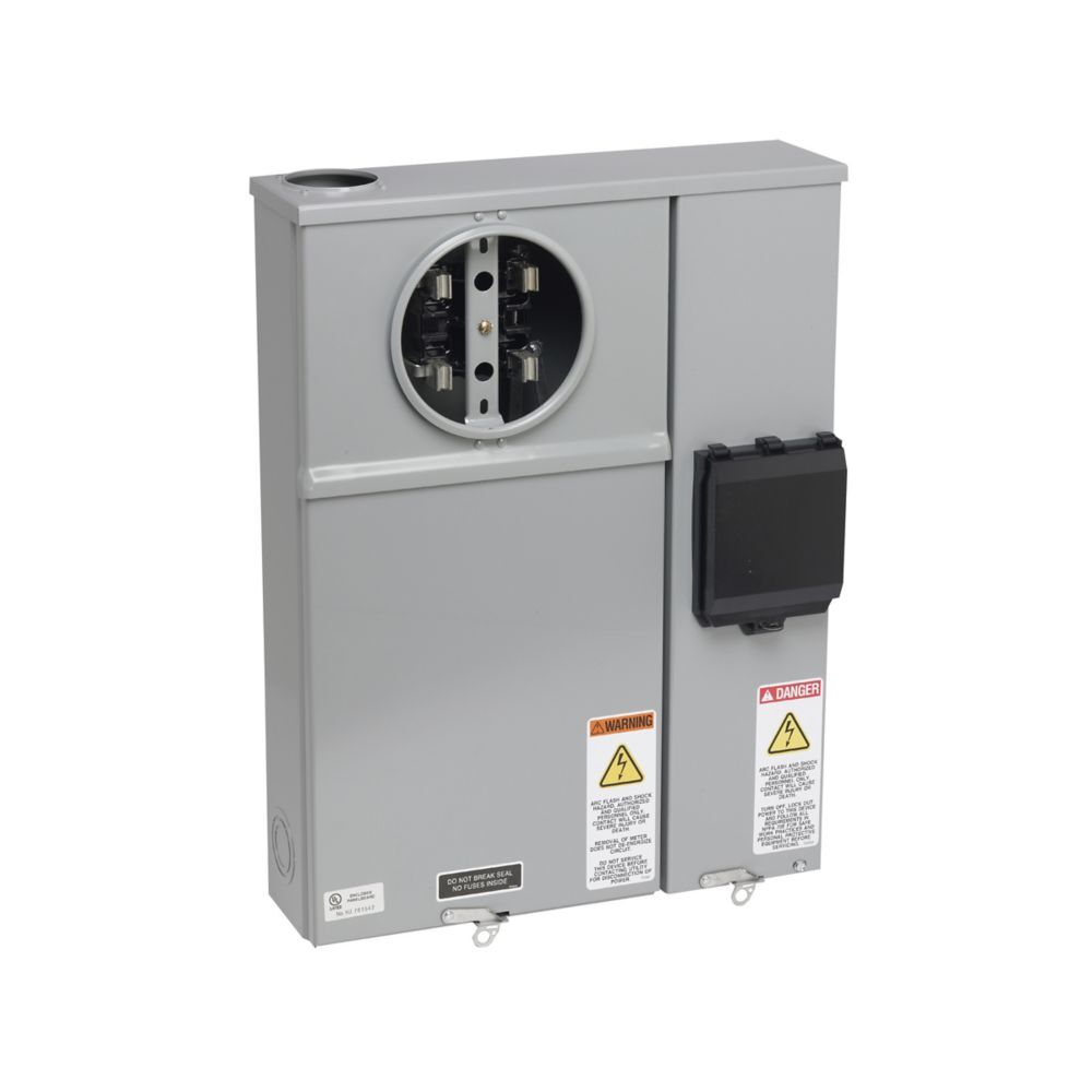 Eaton B-Line series meter breakers, 100 A, Test block, Ring type, 3R, ANSI 61 gray painted, 042 kAIC, #6-250 MCM, MCB, Steel, Surface mount, 5 jaws, 1 position, 1?/3W, 22K AIC rated breaker