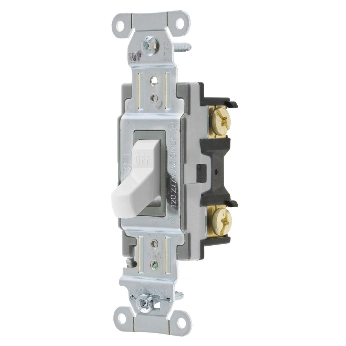 CSB215W Specification Grade AC Toggle Switch, 120/277 V AC, 15 A, 2 hp, 4155 W Power Rating, 2-Position Contact