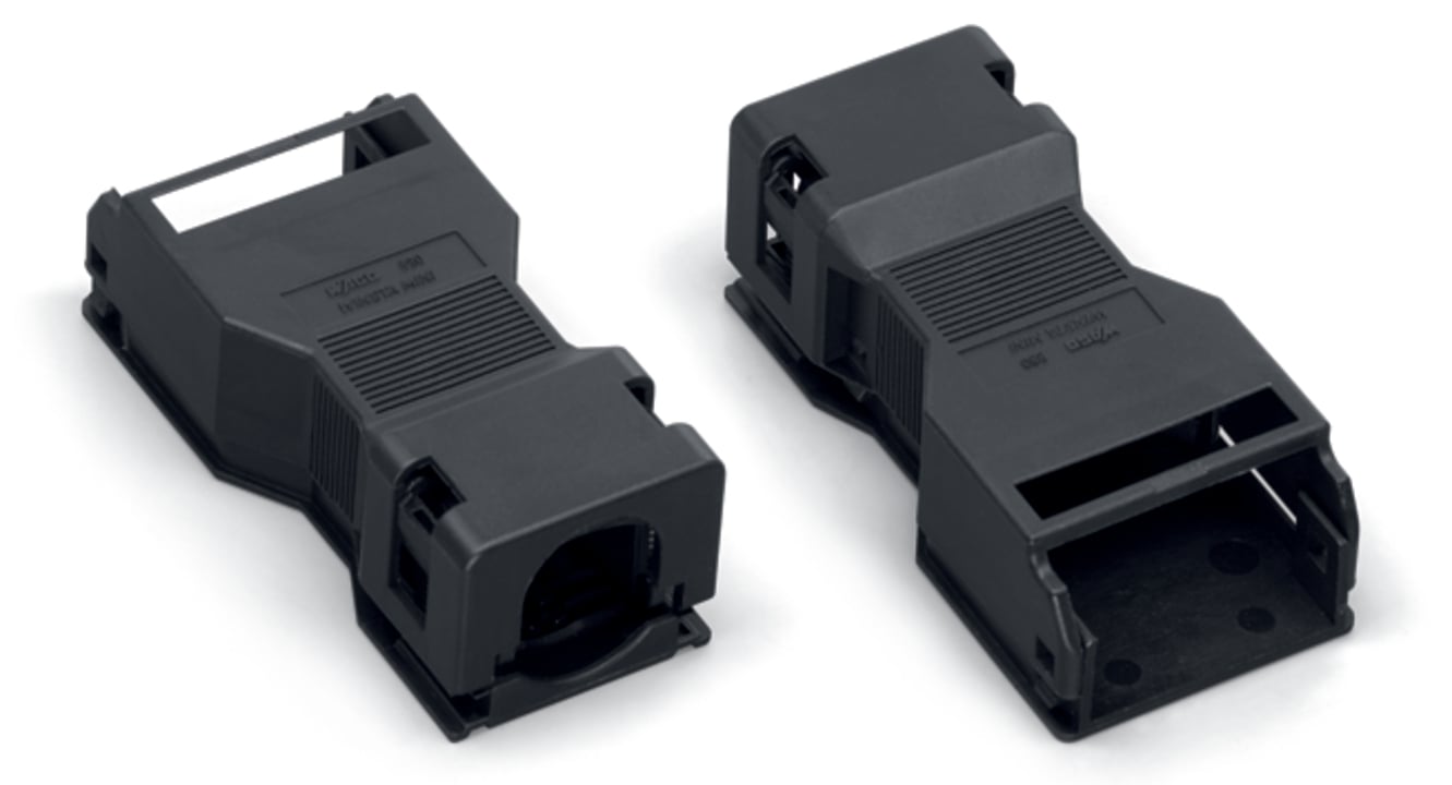 Strain relief housing; 5-pole; with locking clip; for 1 cable; 6.5  10.5 mm; 45 mm; black