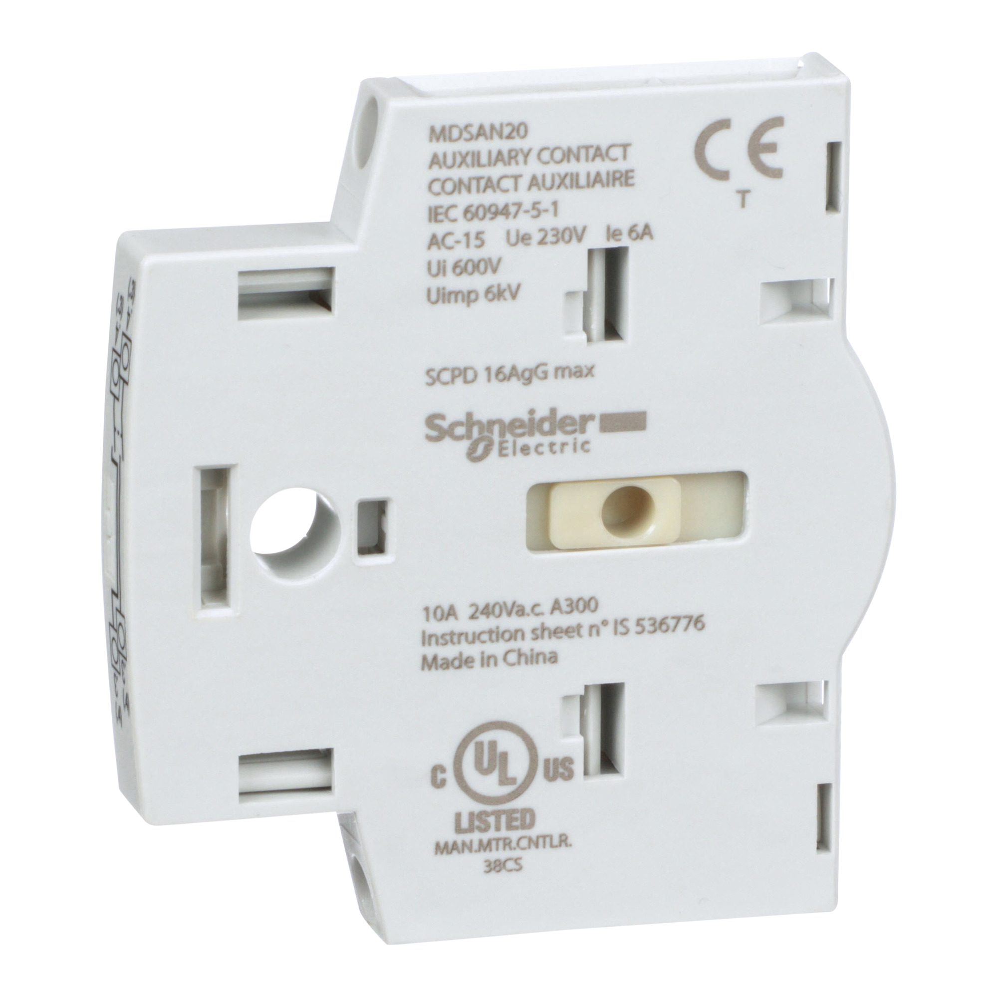 MD motor disconnect switch, auxiliary contact module, 2 NO Crescent