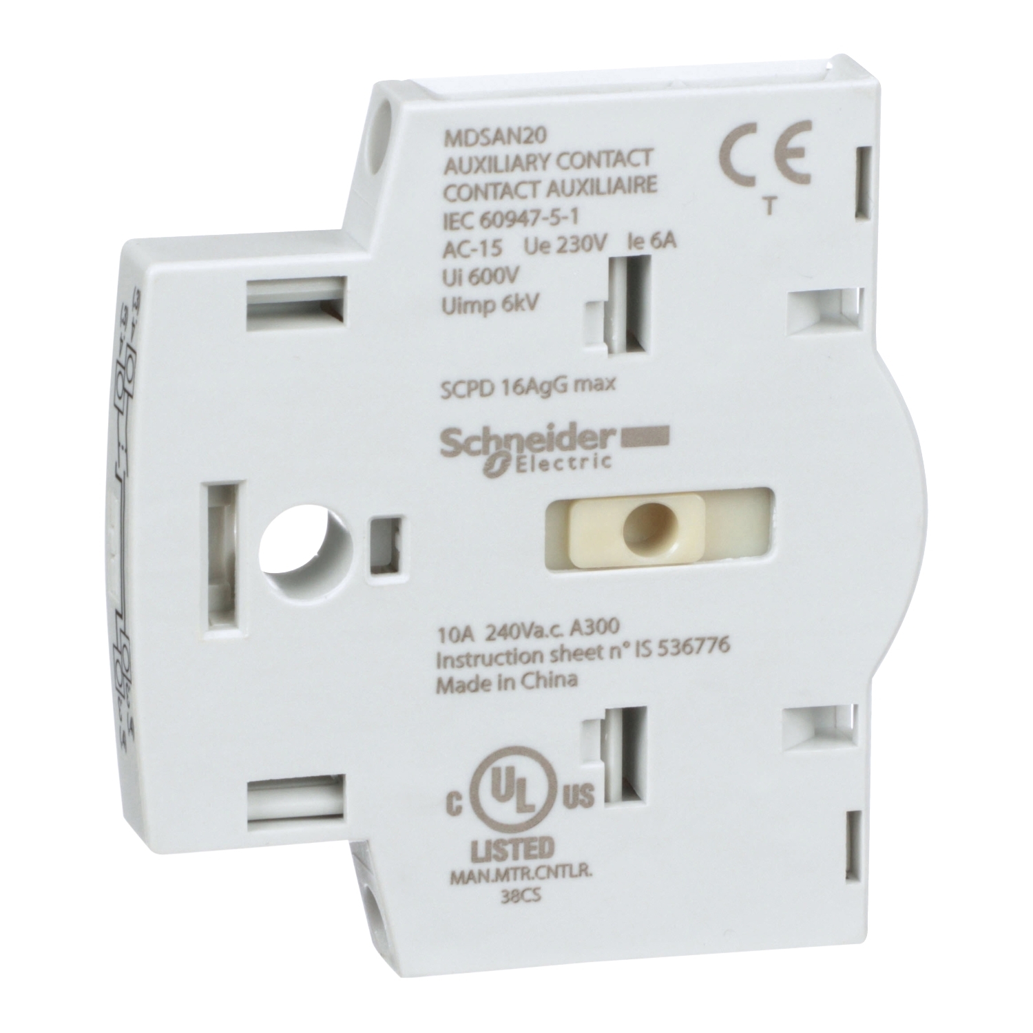MD motor disconnect switch, auxiliary contact module, 2 NO