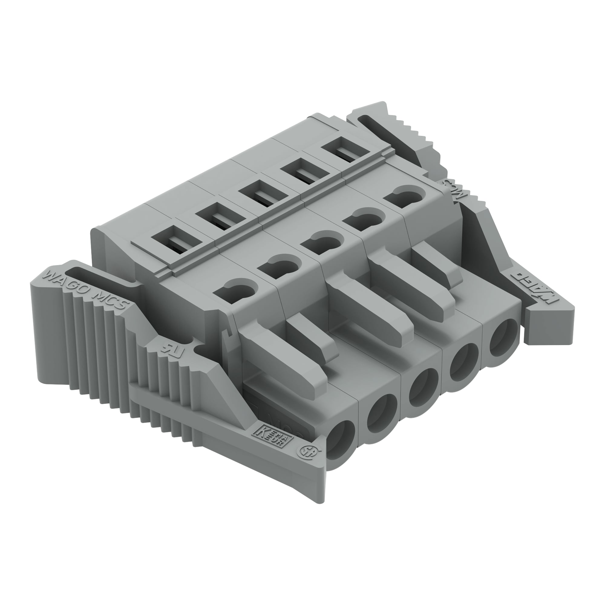 1-conductor female connector; CAGE CLAMP; 2.5 mm; Pin spacing 5 mm; 5-pole; Lateral locking  levers; 2,50 mm; gray