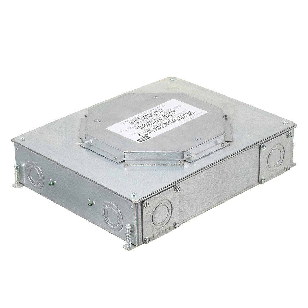 SystemOne ETERNAL Series Concrete Floorboxes, Galvanized Stamped Steel Box, Recessed, 4-Gang CFB E-Series Box for Round Covers, 3.75" Minimum Depth of Pour