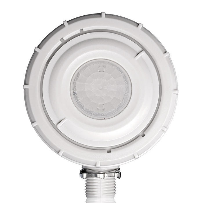 Fixture Mount PIR High Bay Wet Location External Occupancy Sensor, 7.5 wire lead length, interchangeable adjustable 360 low-bay (8-20), and high-bay (20-40) lenses, blue, aisle mask