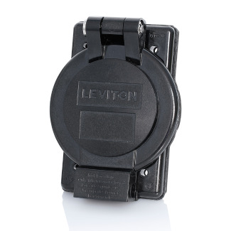 1-Gang Weatherproof Cover for Strap MountSingle Locking Receptacles, 1.60 Inch Diameter, FS/FD Box Mount, Industrial Grade, IP64, NEMA 3R, Vertical Self Closing Lid - BLACK