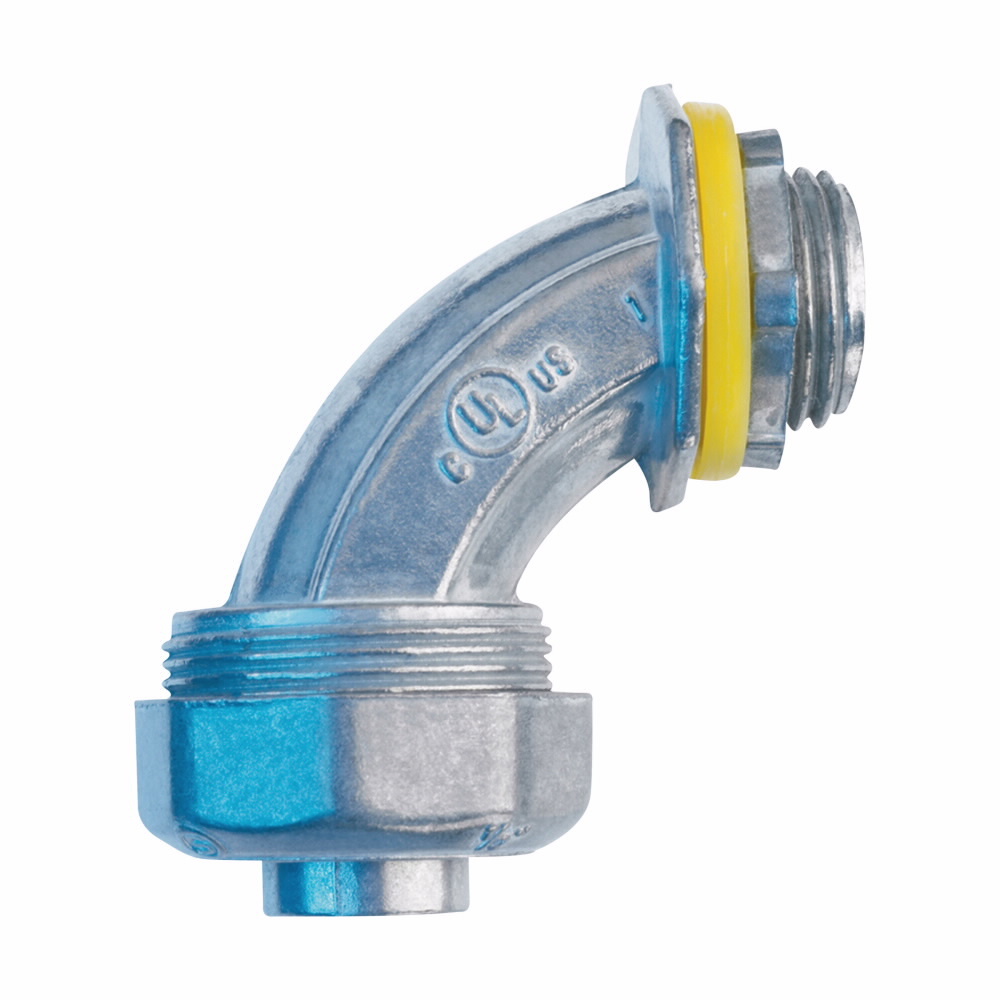 Eaton Crouse-Hinds series liquidtight connector, FMC, 90 angle, Insulated, Zinc die cast, 1/2"