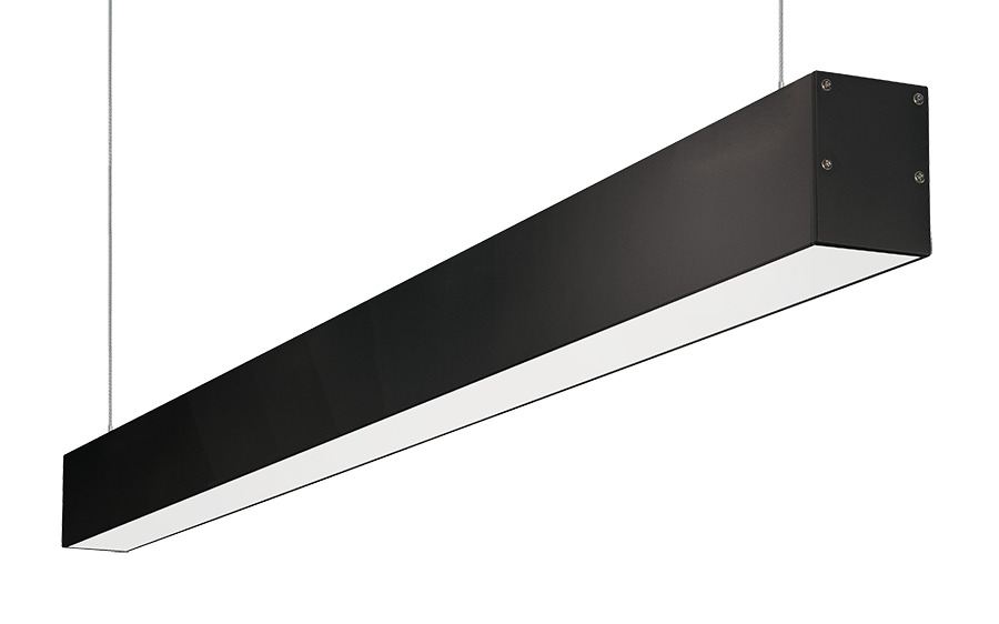 Linear Pendant 4Ft 40W,40 Deg, 3000k, LED, 0-10V, Dimmable, Black