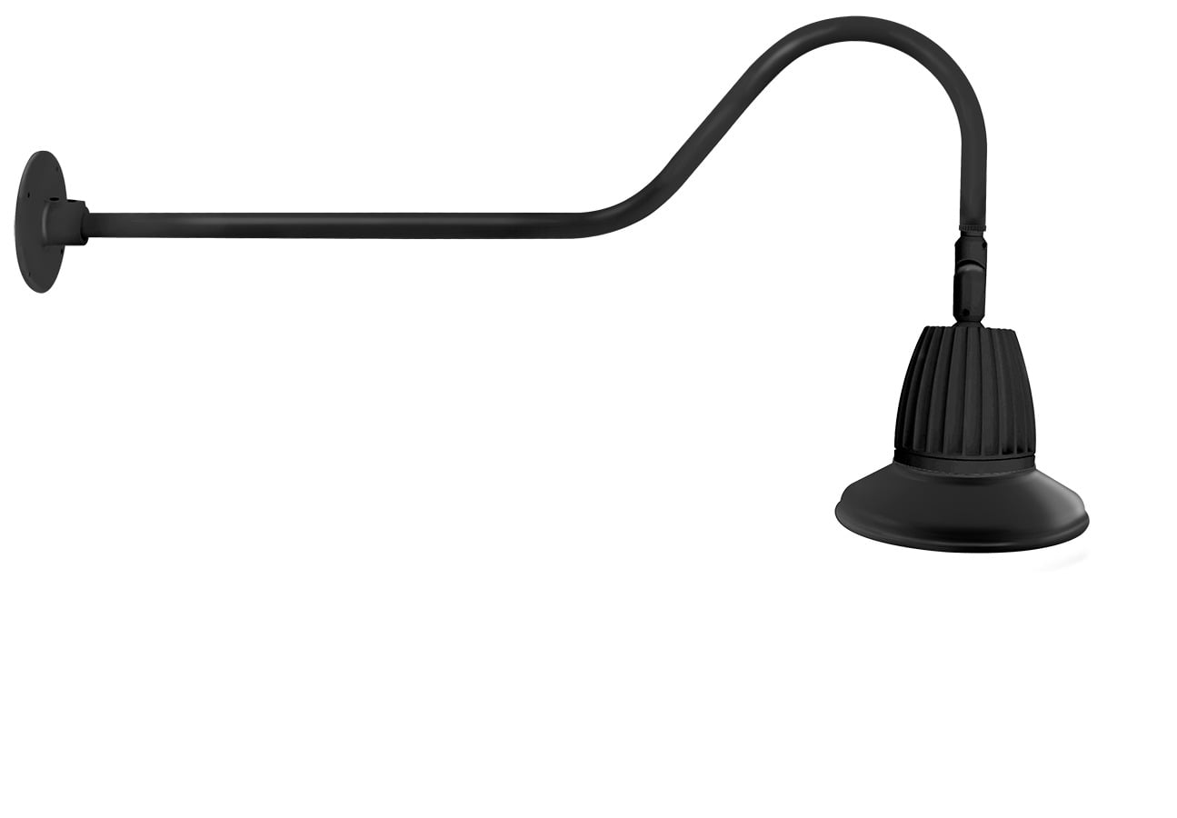 Decorative 1262 Lumens Gooseneck 26W 3000K 35 Inches Arm Straight Shade Rectangular 11 Inches Black