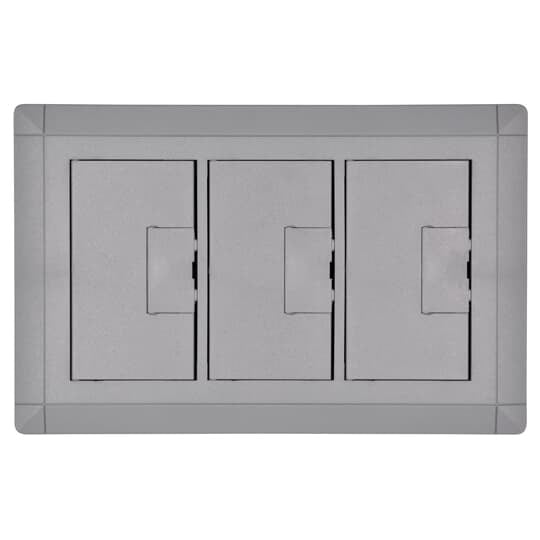 Three Gang Floor Box Cover, Width 7.13 Inches x Length 11.50 Inches, Slate, Non-Metallic, Carpet Flange Included