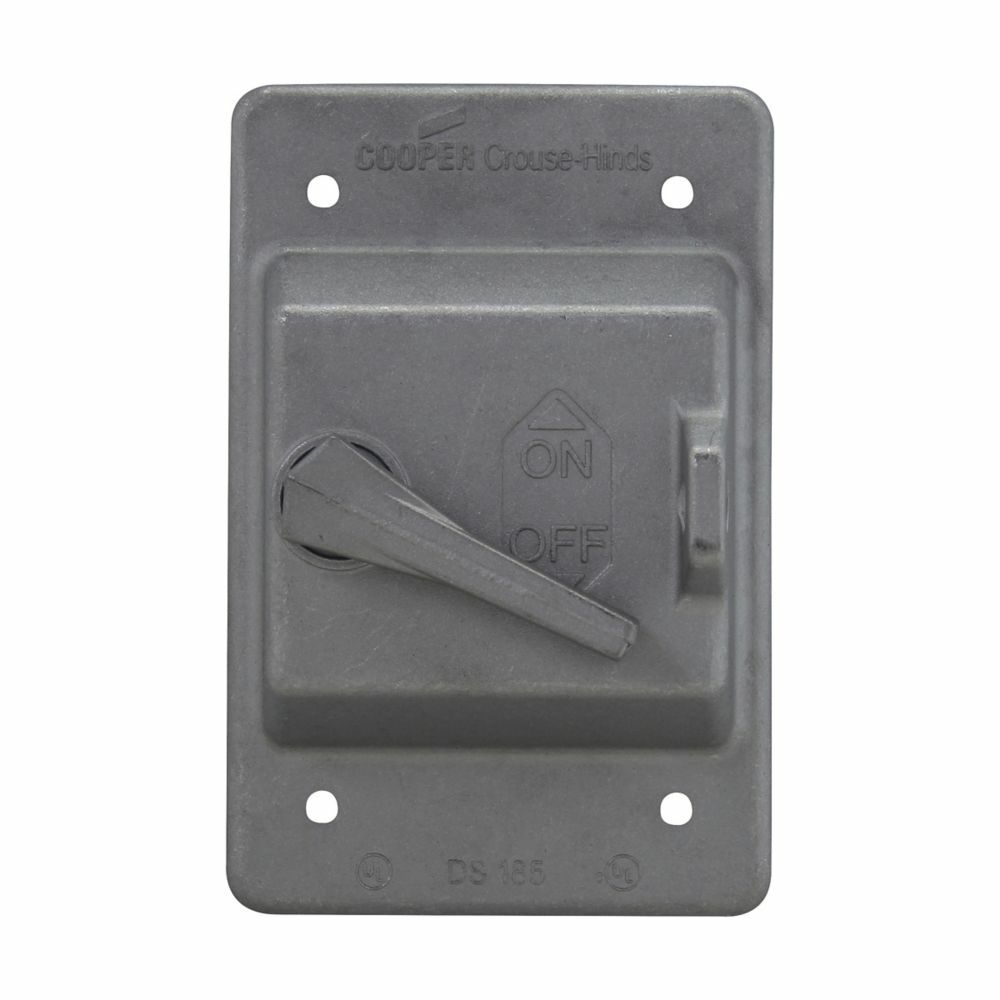 Eaton Crouse-Hinds series DS raintight snap switch cover, Die cast aluminum, Single-gang, Gasket, For standard ON-OFF operation; with hole for lock, For general use snap switches