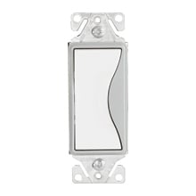 Eaton Aspire designer switch, #12 to 14 AWG, 20A, Residential, 120/277V, Side and push, Silver granite, Fan, LED, INC, FLR, MLV, ELV, CFL, Halogen, Three-way, Three-way, Polycarbonate