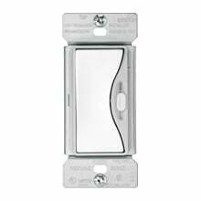 Eaton slide dimmer, No neutral required, #14 -12 AWG, Flush, 120 Vac, Back and side, Maintained, Alpine white, 60 Hz, Incandescent, halogen, MLV, Single-pole, Three-way, Single-phase, Polycarbonate, 600W 715150