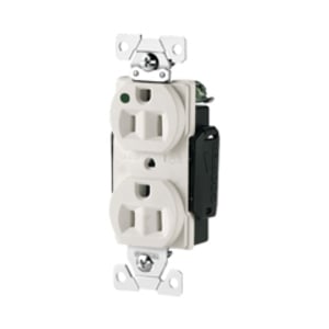 Eaton Arrow Hart extra heavy-duty hospital grade standard duplex receptacle,#14-10 AWG,15A,Healthcare,Flush,125V,Back and side,White,Brass,High-impact nylon face,Glass-filled nylon base,5-15R,Duplex,Screw,Core pack,Auto-grounding