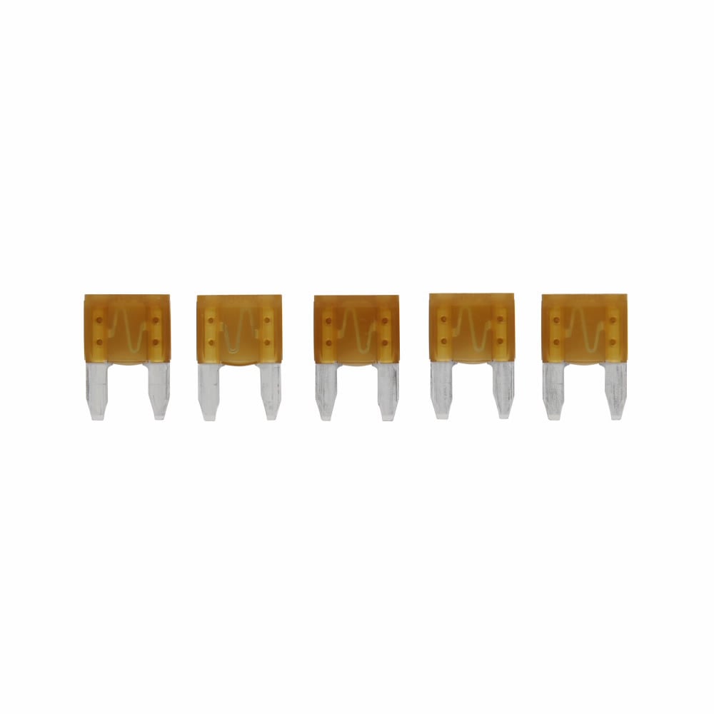 Eaton Bussmann series ATM blade fuse, Color code tan, 32 Vdc, 5A, 1 kAIC, Non Indicating, Blade fuse, Blade end, Colored plastic housing, zinc fuse element