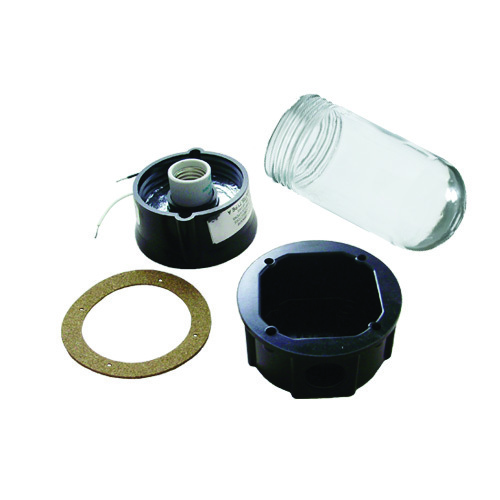 EPCO, Ceiling Mount Light Fixture, Damp Location, Wattage: 150 WTT, Lamp Type: Incandescent,Compact Fluorescent,LED, Number Of Lamps: 1, Material: Phenolic (Junction Box),Glass (Globe), Mounting: Ceiling Mount, Height: 9.875 IN, Compatibility: 150 WTT A21 Incandescent,Compact Fluorescent,LED, Knockout Size: 3/4 IN, Includes: Cork Mounting Gasket,Corrosion Protected Screws,Rubber Washer