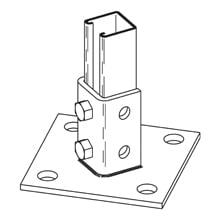 POST BASE  1 5/8" X 1 5/8" CHNL, 6" X 6" X 3 1/2" BASE, STA
