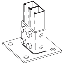 POST BASE  1 5/8" X 1 5/8" SIDE BY SIDE CHNL,6" X 6" X 1 5/8