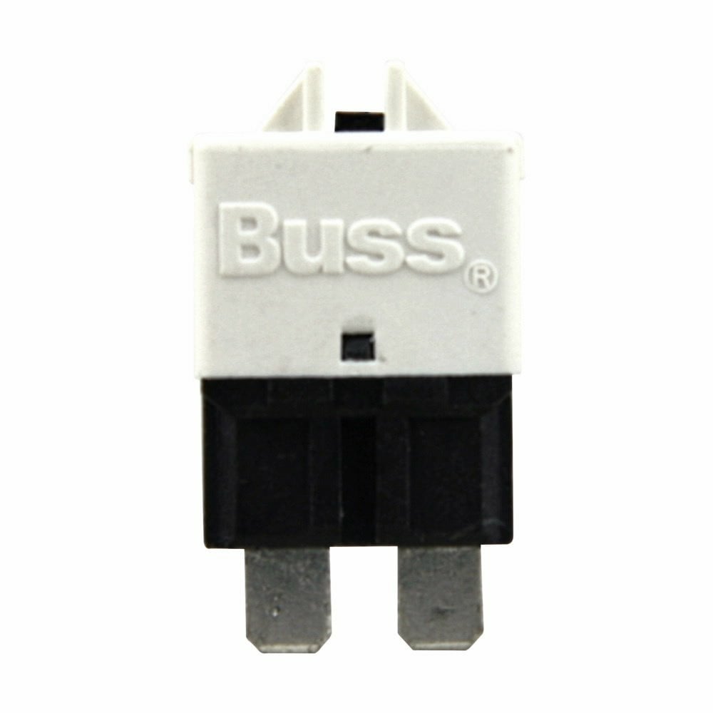 Circuit Breaker, Automotive, type III ATC footprint, low profile, Color code white, 25A, 28 Vdc, UL-Rated 94V-0 thermoplastic body. Tin-plated copper alloy terminals