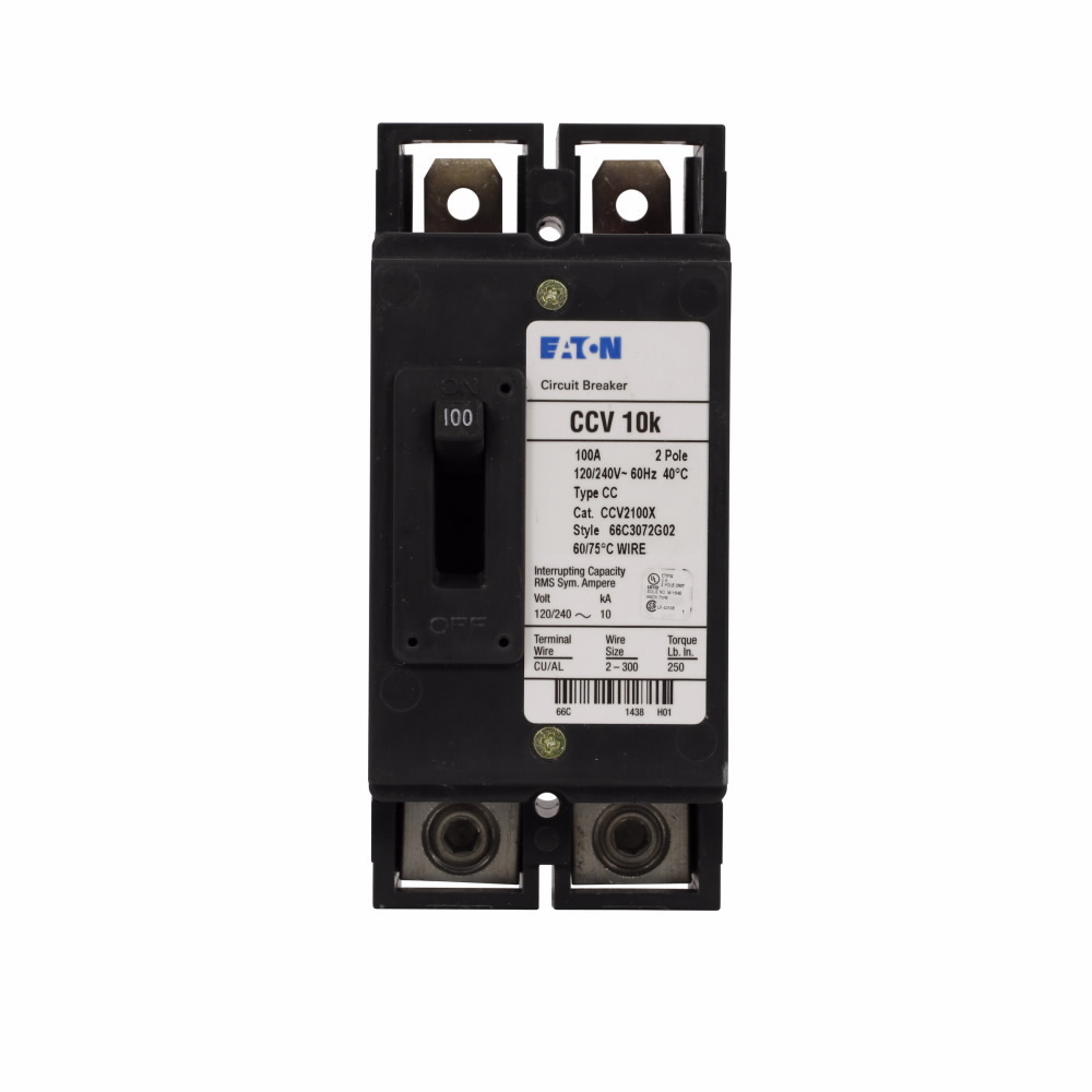 Eaton Type CCV Tenant Main Circuit Breaker,Tenant main circuit breaker,125 A,10 kAIC,Two-pole,120/240 V,#2/0 AWG-300 kcmil Cu/Al,CCV,Type ECC unit enclosures,Load side terminals