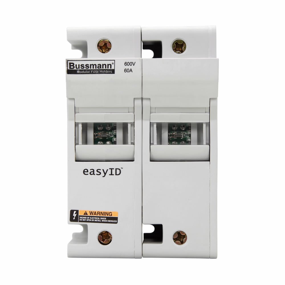 Eaton Bussmann series CH modular fuse holder, 600 Vac, 600 Vdc, 60A, Two-pole, Neon lamp