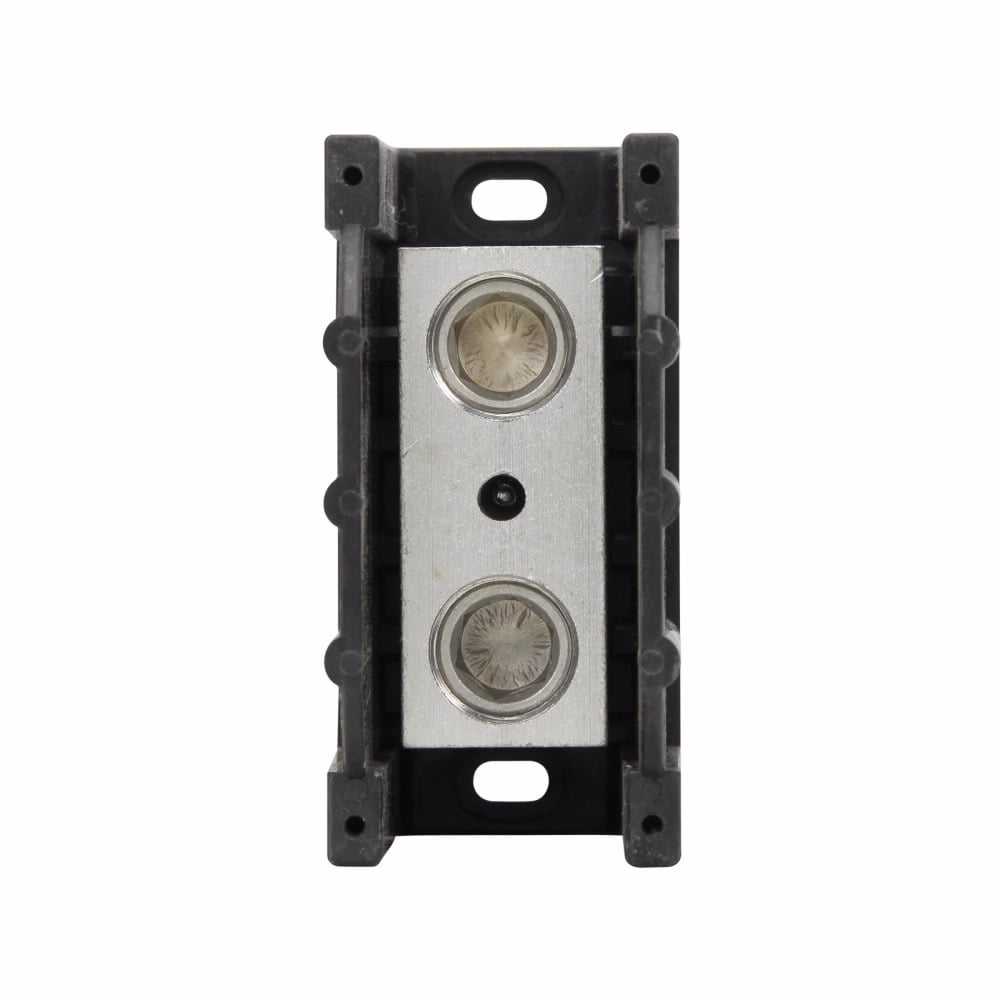 Eaton Bussmann series power splicer block, 600 Vac, 600 Vdc, 380A, Power splicer block, Single-pole, Splicer, SCCR: 10 kA, Black, Molded Thermoplastic Base, Tin-plated aluminum connector