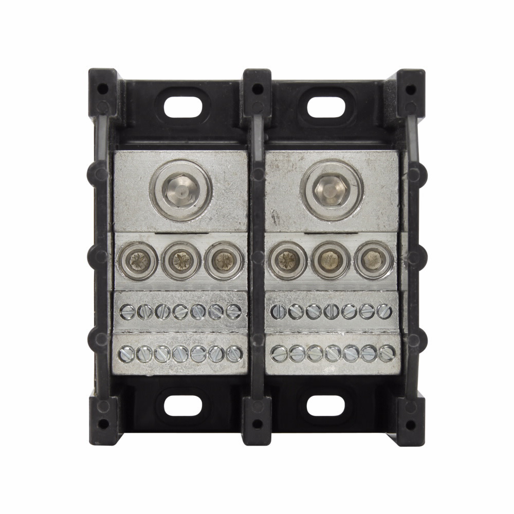 Eaton Bussmann series power distribution block, 600 Vac, 600 Vdc, 310A, Power distribution block, Three-pole, SCCR: 10 kA, Black, Molded Thermoplastic Base, Tin-plated aluminum connector - 16373-3