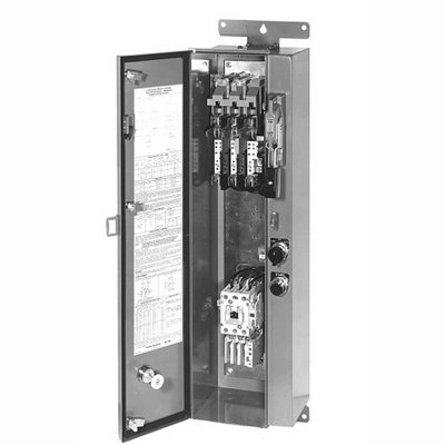 Freedom Industrial Pump Panel, Fusible disconnect, NEMA 3R painted steel enclosure, 110V/50 Hz-120V/60 Hz coil, NEMA size 1, 30A/600V type R fuse clip