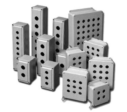 FPB34 Pushbutton Enclosure, 3.81 in W x 3.89 in D, 1/3/4X/6P/12 NEMA Rating, Molded Fiberglass Reinforced Thermoset Polyester