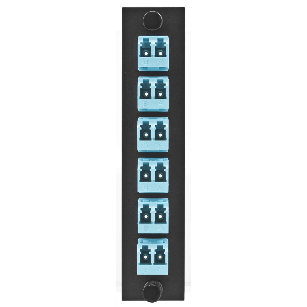 FSP Adapter Panel, 12-Fiber, LC Duplex, Loaded with 6 Adapters, Phosphor Bronze, Aqua