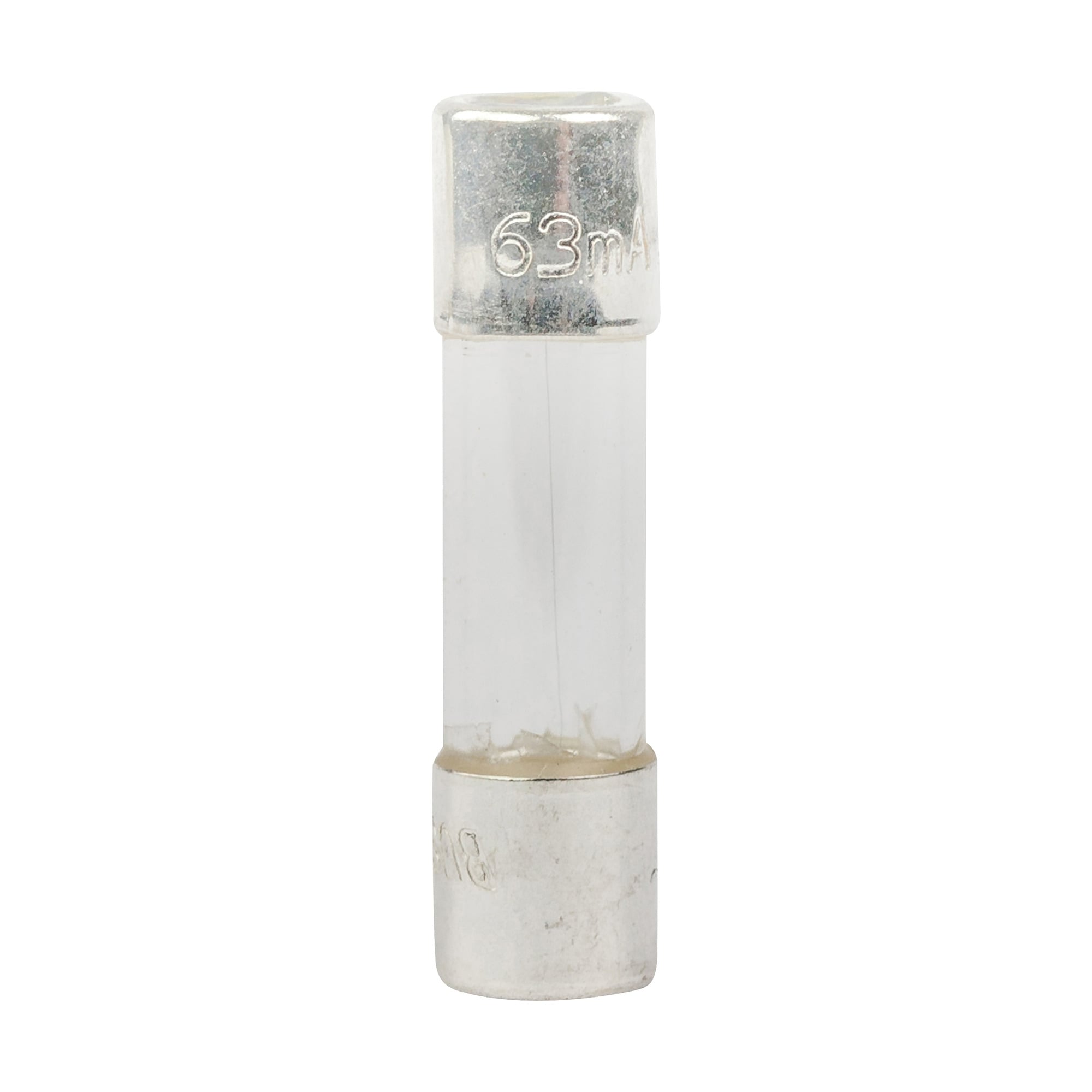 GMA-63-R Low Breaking Small Dimension Fast Acting Fuse With Silver Plated Brass End Caps, 63 mA, 250 V AC, 35 A, 10 kA Interrupt, Cylindrical Body