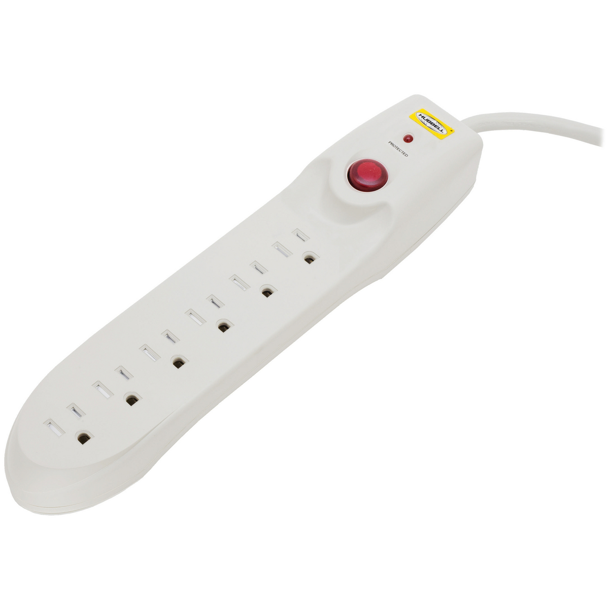 Surge Protective Devices, SPIKESHIELD TVSS Plug Strips, 15A 125V, 6 Outlet, 350 Joules, 15' Cord, Office White