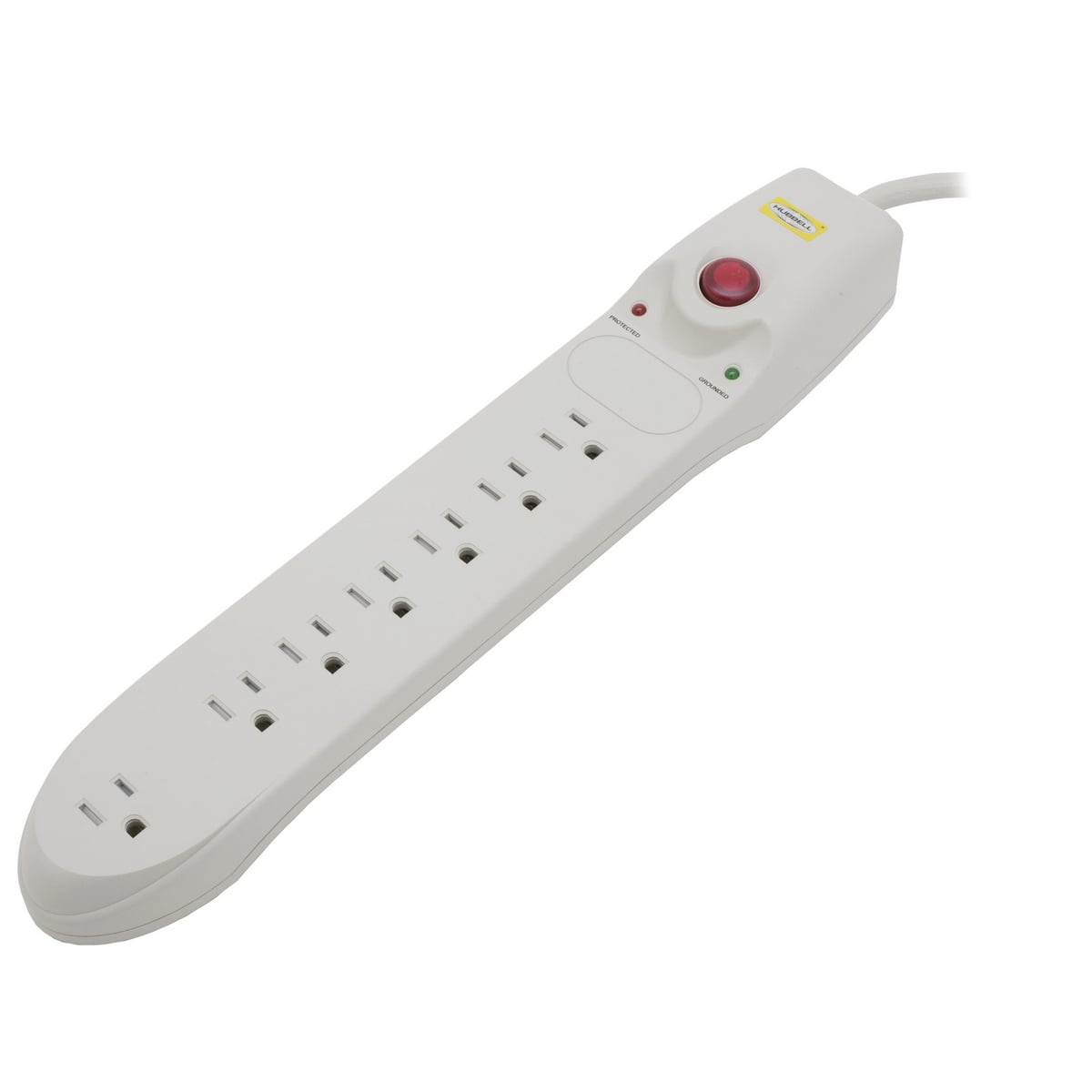 Surge Protective Devices, SPIKESHIELD TVSS Plug Strips, 15A 125V, 7 Oulet, 150 Joules, 6' Cord, Office White