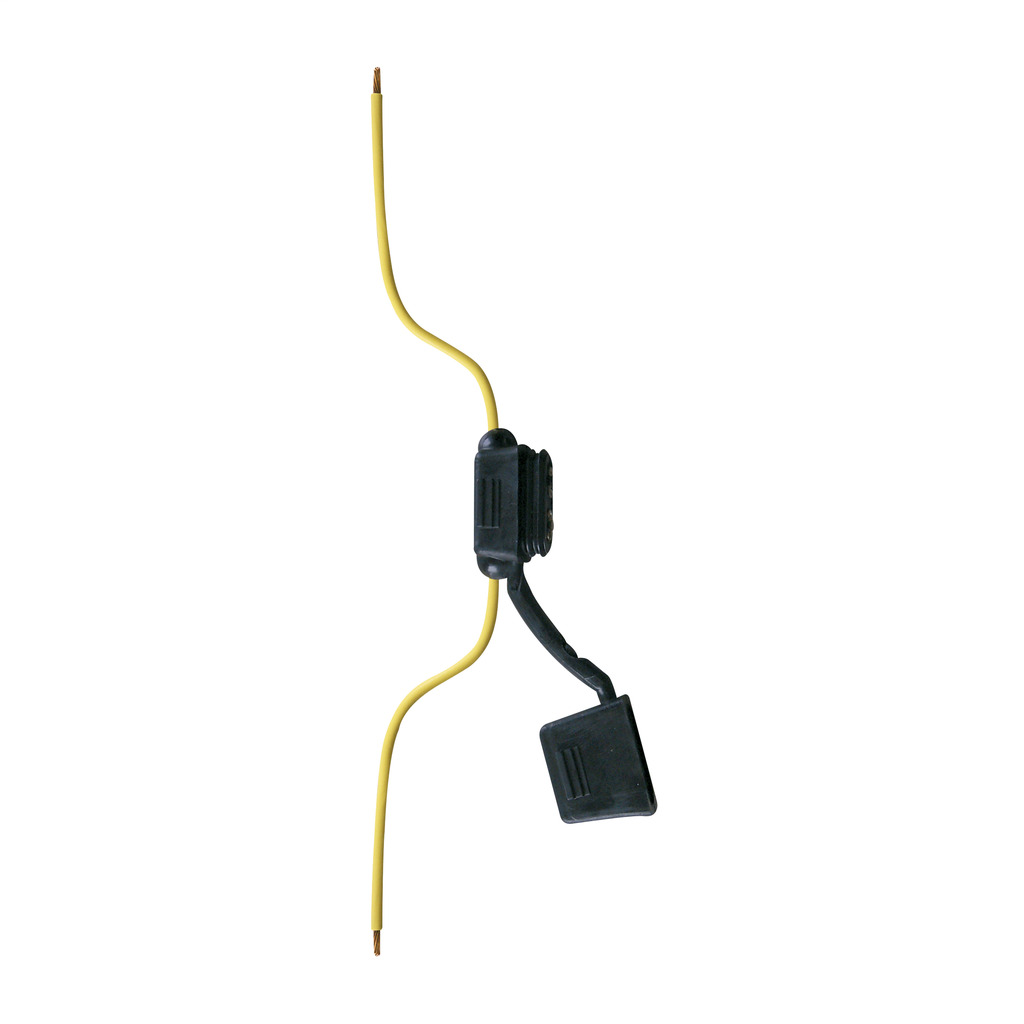 Eaton Bussmann series HHF fuse holder, 32V, 16A, Non Indicating, Circuit protector, 16 AWG Black Lead Wire, Black