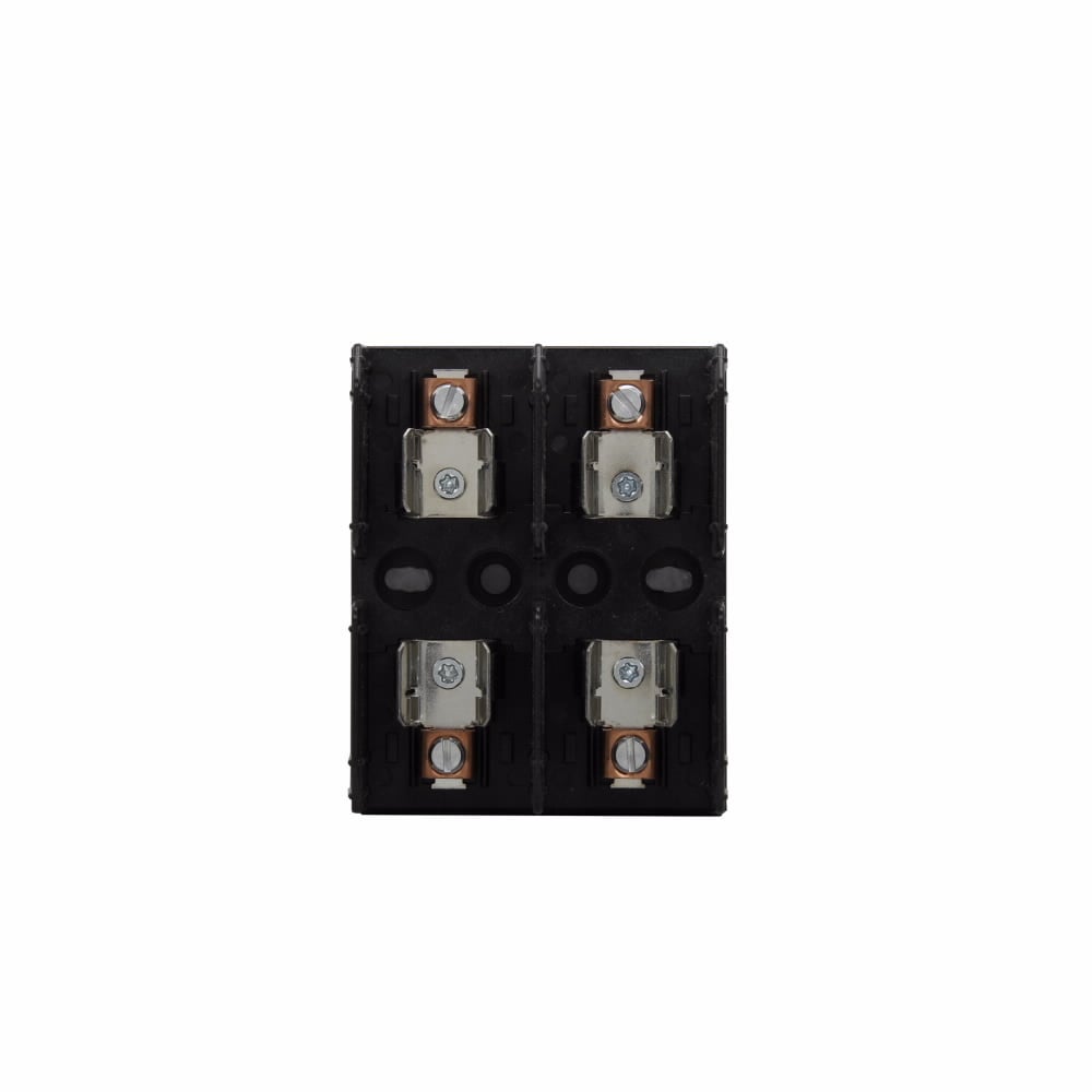 J600 Series Fuse Block, 0.5-30A, 600 Vac, 600 Vdc, Class J, Thermoplastic material, DIN rail mounting, Box lug w/retaining clip (copper only) connection, Two-pole, 200 kAIC RMS Sym. interrupt rating, #2-14 AWG (copper) wire size, J600 serie
