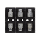 J600 Series Fuse Block, 0.5-30A, 600 Vac, 600 Vdc, Class J, Thermoplastic material, DIN rail mounting, Screw w/retaining clip connection, Three-pole, 200 kAIC RMS Sym. interrupt rating, #10-14 AWG (copper) wire size, J600 series