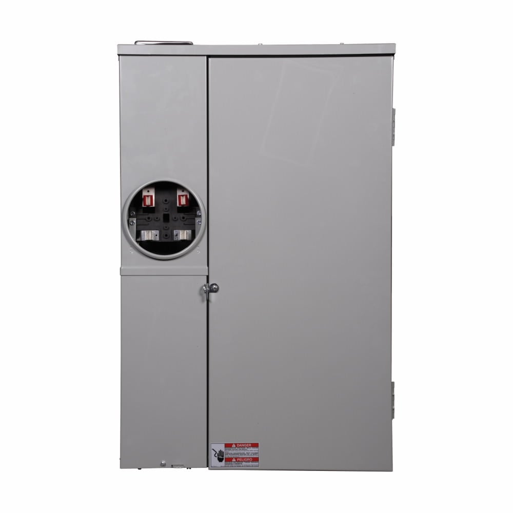 Eaton Meter Breaker EUSERC Type BR , CSR2200 main breaker, 200A, 120/240V, Ring, 40 spaces, 40 circuits, 22 kAIC, Surface mounting, Box size 12, Aluminum bus, Overhead feed, Four-jaws, 1 socket, #6-250 kcmil line, #6-250 kcmil ground