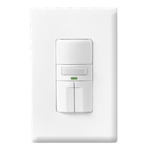 Eaton occupancy sensor dual switch, Dual switch, with nightlight, Flush, 120V, Wire leads, Maintained closure, White, Incand, MLV, ELV, Flrsnt, CFL, LED, halo, 1-pole, 3-way, 1-phase, 1000 sq ft, Occupancy, 1000W 710940