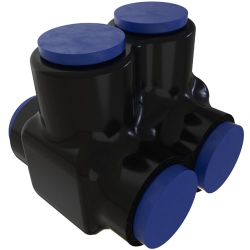 Nimbus4Flex Insulated Flexible Aluminum Multi-Tap Connector, Conductor Range 350-6, Flex 250-6 H,I,K 4/0-4 M 262.2-4 DLO, 2 Ports, Dual Sided Entry, Tin Plated, UL, CSA