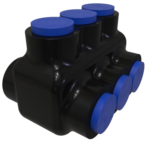 Nimbus4Flex Insulated Flexible Aluminum Multi-Tap Connector, Conductor Range 1/0-14, Flex 1-14 H,I,K,DLO 2-14 M, 3 Ports, Dual Sided Entry, Tin Plated, UL, CSA
