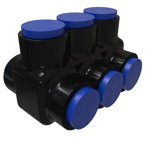 Nimbus4Flex Insulated Flexible Aluminum Multi-Tap Connector, Conductor Range 250-6, Flex 4/0-6 H,I,K 2/0-6 M 3/0-6 DLO, 3 Ports, Dual Sided Entry, Tin Plated, UL, CSA