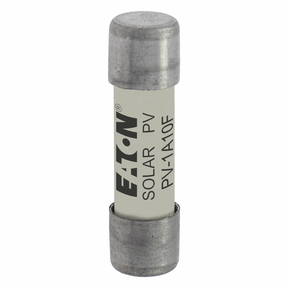 Eaton Bussmann series photovoltaic fuses, 1.3 x In, Time constant: 1-3 ms, 1000 Vdc, 1A, 50 kAIC, Non Indicating, Fuse, Ferrule end x ferrule end, Class gPV, Yellow, Ceramic body