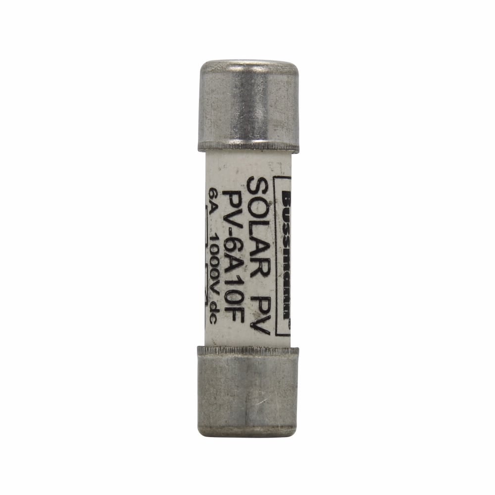 Eaton Bussmann series photovoltaic fuses, 1000 Vdc, 6A, 50 kAIC, Non Indicating, IEC 60269-6 type A, Class gPV, Time constant: 1-3 ms, Ferrule end x ferrule end