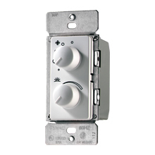 Eaton combination dimmer and fan speed control, Power failure memory, with preset, 4-Speed, #16 AWG, 1.5A, 120V, Wire lead, Maintained closure, White, 60 Hz, Incandescent, halogen, 0 to 40C, Single-pole, Polycarbonate, 300W