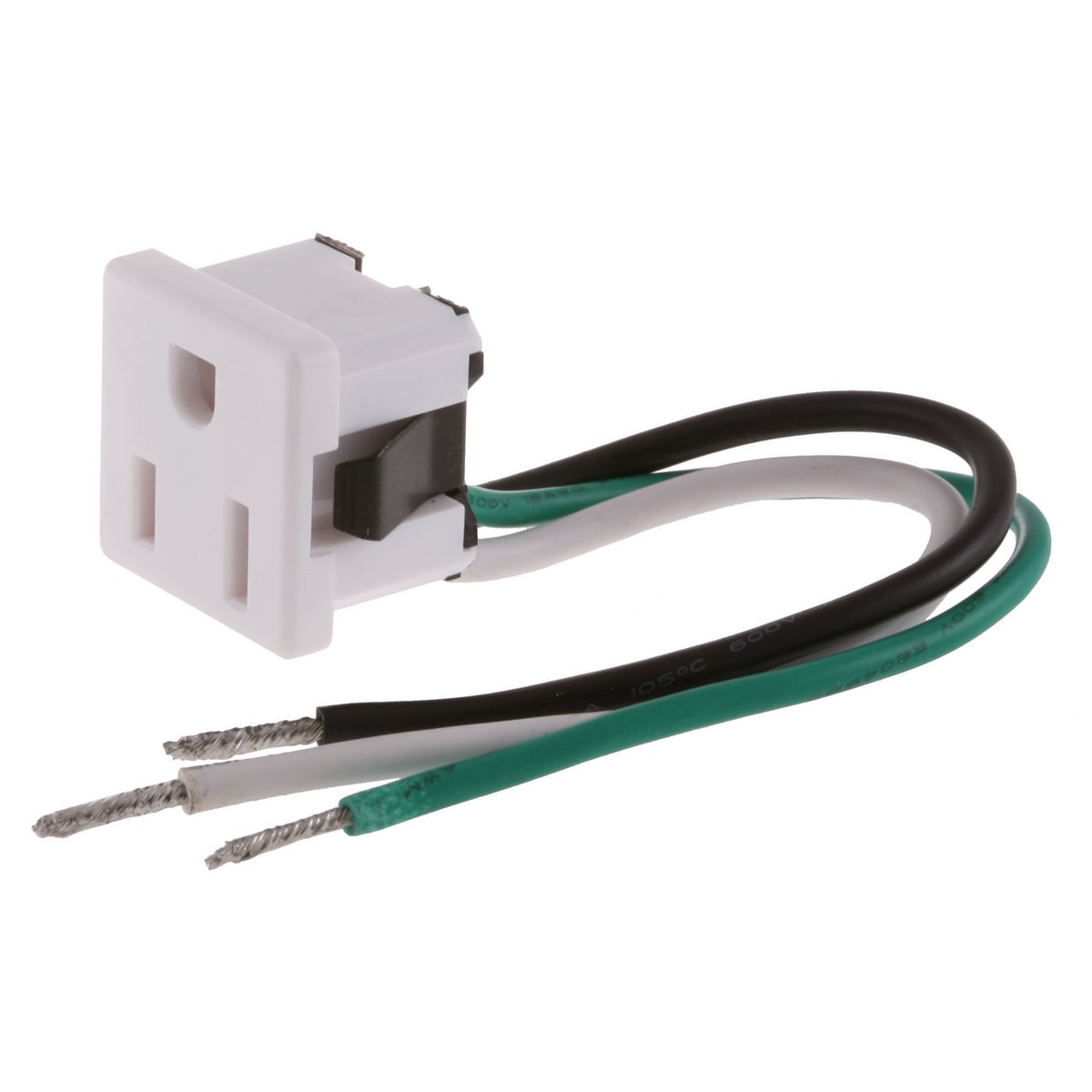 TradeSelect, Straight Blade, SingleReceptacle, Snap-In, 15A 125V, 2-Pole 3-Wire, 5-15, White