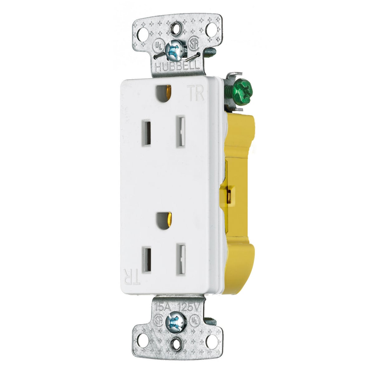 tradeSELECT Straight Blade Residential Grade, Tamper Resistant, Decorator Duplex, 15A 125V, 2-Pole 3-Wire Grounding, 5-15R, Push Terminals