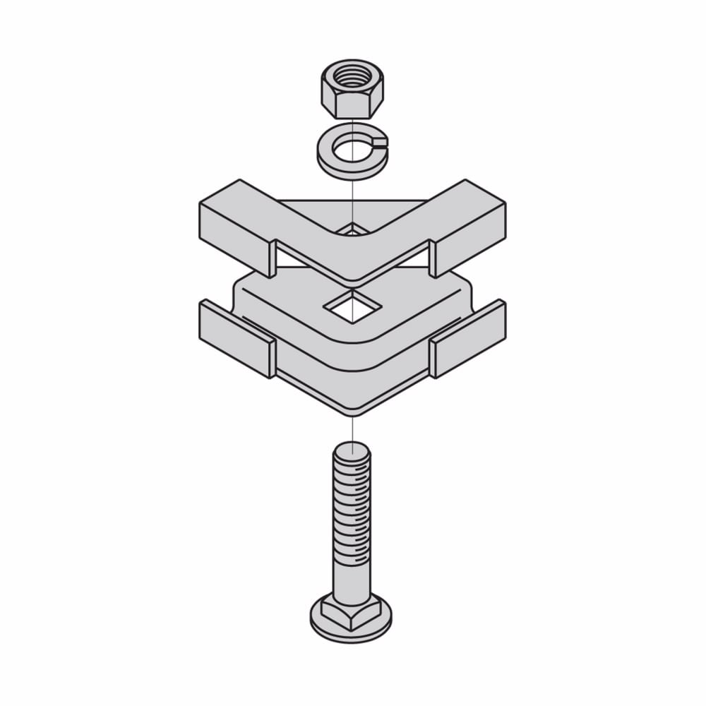 Eaton B-Line series runway splice, Used to connect stringers at 90? horizontal tee, Runway 90? junction splice clamp and kit, Yellow zinc