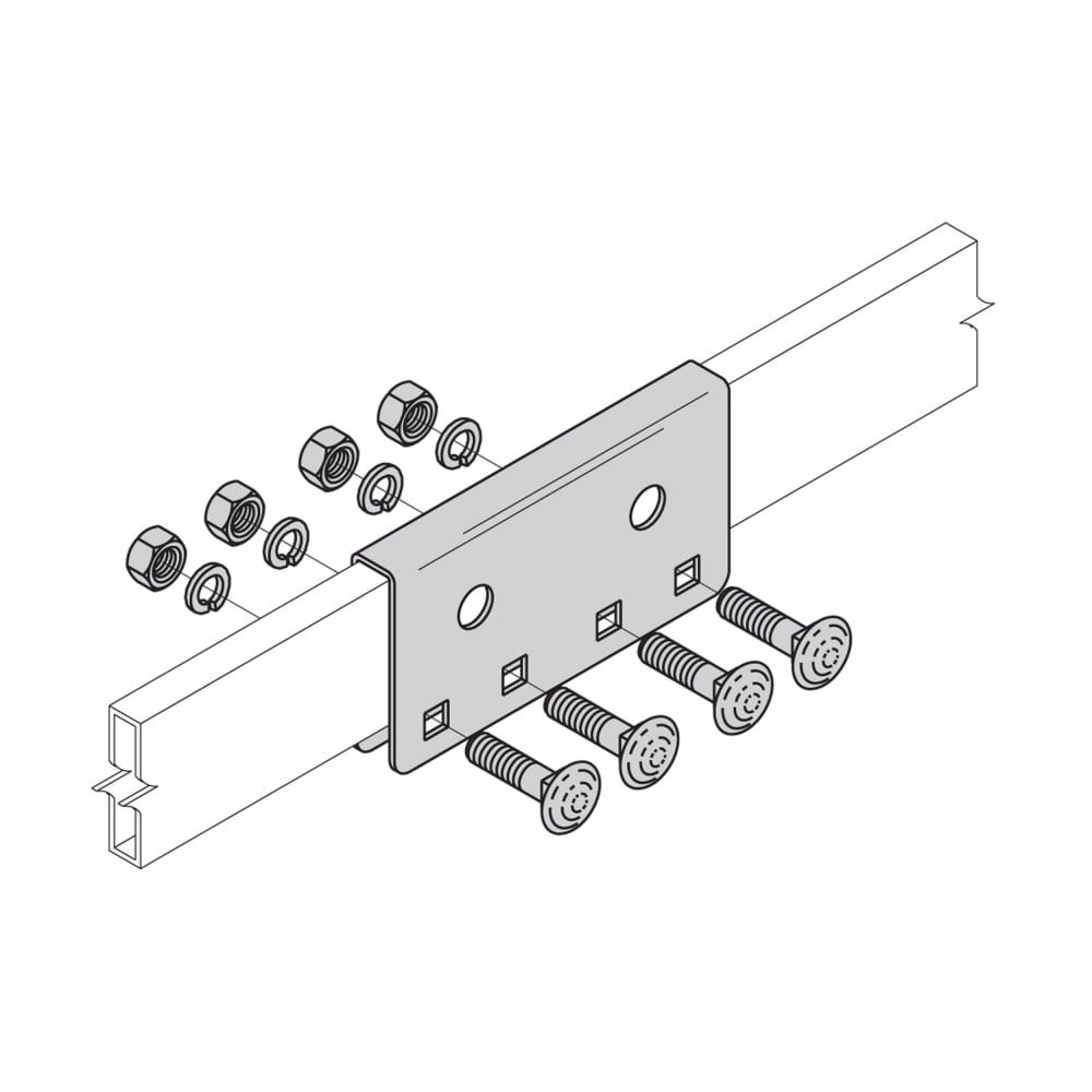 Eaton B-Line series runway splice, Used to connect runway stringers, Pair of splice clamps, ASTM A570 structural steel, Black zinc finish