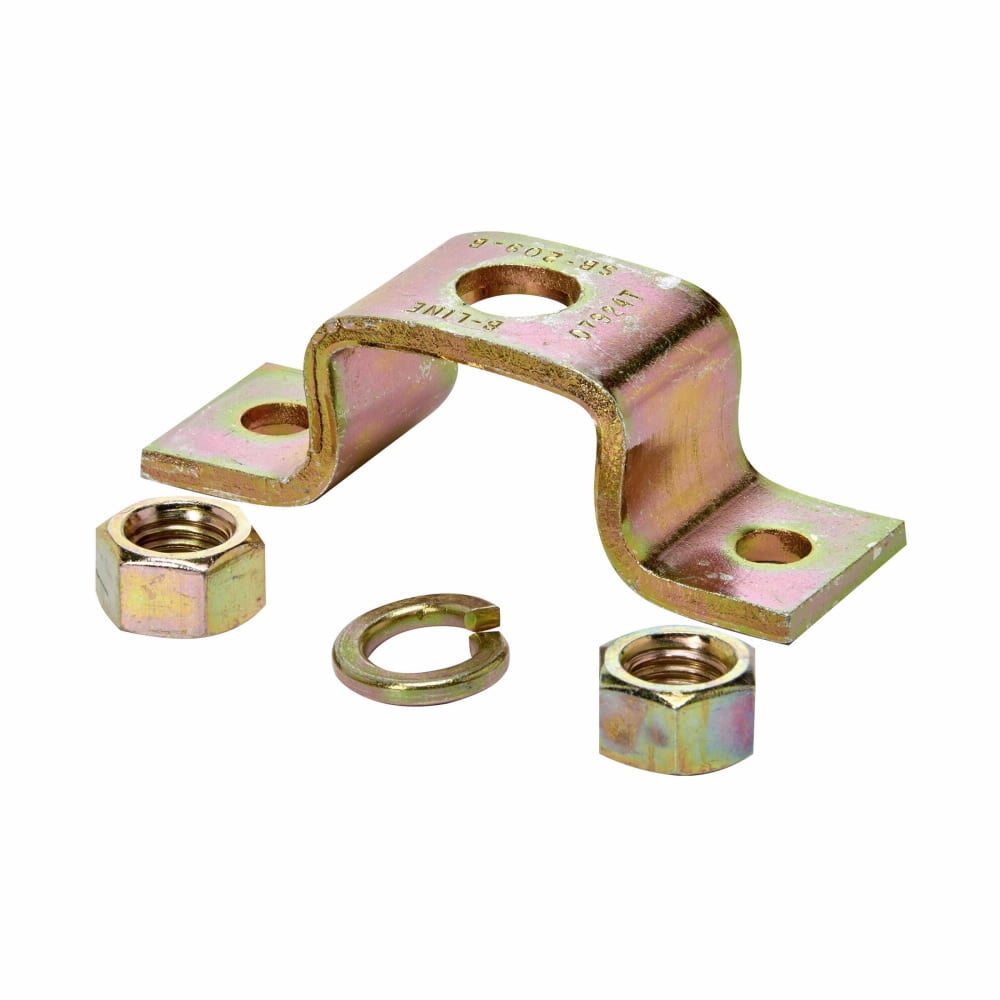 Eaton auxiliary support kit, Steel, (1) Bracket, (1) lockwasher, and (2) hex nuts, Yellow zinc, Used with 5/8" ATR, Ceiling hanger bracket kit