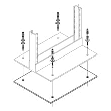 Eaton auxiliary support kit, Red, Polyester fiberglass, Pad, sleeve kits, 3/8"-16 X 3/4" wedge anchors, 23" rack width, Clear zinc, Self supported equipment rack isolation kit